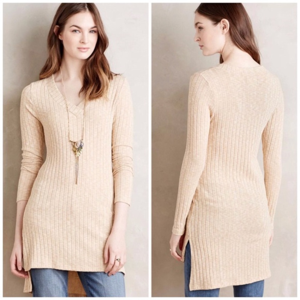 Anthropologie Deletta Ribbed V Neck Tunic